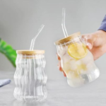 Glass Cup With Lid & Straw